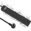 imageOutdoor Power Strip Waterproof with 5 Outlets Garden Weatherproof Surge Protector Christmas Multiple Outlet Exterior Socket for Lighting Appliances 6FT Extension Cord Strip with Flat Plug Black6 Outlets