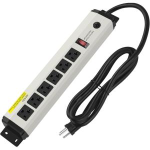 imageCCCEI 12 Gauge Heavy Duty Power Strip Surge Protector 4800J 20 Amp 6 Plug Industrial Shop Garage Metal Multiple Outlets 6 FT Extension Cord 515P Adapter High Amp 620R TSlot 20a for AppliancePack of One