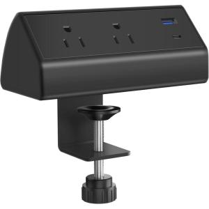 imageCCCEI Desk Clamp Power Strip with Outlets and USB Ports Fast Charging PD 30 USBC and QC 30 USBA Station Desktop Mount Electric Outlet with Surge Protector 6FT and Fit 16 inch Table Edge WhiteBlack20W
