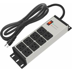 imageCCCEI Heavy Duty Power Strip Surge Protector 20 AMP 8 Outlets 12 Gauge Industrial Shop Garage Metal Multiple Outlets 6 FT Extension Cord 515P Adapter High Amp 620R TSlot 20a for ApplianceGrey