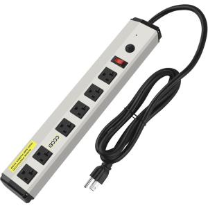 imageCCCEI Heavy Duty Power Strip Surge Protector 20 Amp High Amp Industrial Shop Garage Metal Multiple Outlets 6 FT 12 Gauge 515P Extension Cord 6 Outlet 620R TSlot 20a for ApplianceGrey