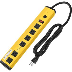 imageCCCEI Heavy Duty Power Strip Surge Protector 20 Amp High Amp Industrial Shop Garage Metal Multiple Outlets 6 FT 12 Gauge 515P Extension Cord 6 Outlet 620R TSlot 20a for ApplianceYellow