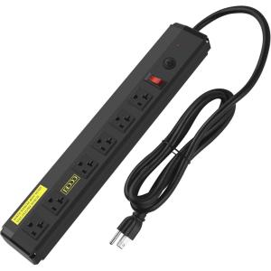 imageCCCEI Heavy Duty Power Strip Surge Protector 20 Amp High Amp Industrial Shop Garage Metal Multiple Outlets 6 FT 12 Gauge 515P Extension Cord 6 Outlet 620R TSlot 20a for ApplianceBlack