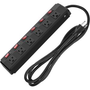 imageCCCEI Metal Power Strip Individual Switches 6 Outlets Heavy Duty Power Strip Surge Protector for Appliances 6 FT Extension Cord Strip 1200J Surge Protector 15A 125V 1875WBlack