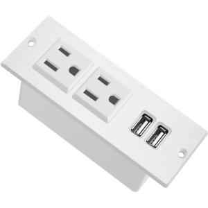 imageRecessed Power Strip Black Desktop Power Grommet Socket with Furniture 2 AC Outlets ampamp 2 USB Ports for Conference DeskKitchenOfficeHomeHotel 985 ftWhiteA