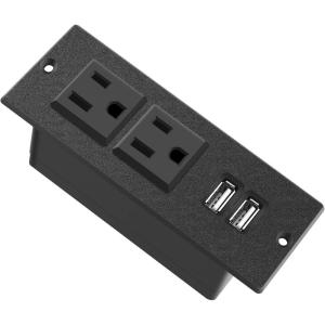 imageRecessed Power Strip Black Desktop Power Grommet Socket with Furniture 2 AC Outlets ampamp 2 USB Ports for Conference DeskKitchenOfficeHomeHotel 985 ftBlackA