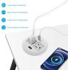 image3 inch Desk Power Grommet White USB Grommet with Green Port Desk Hole Round Grommet Outlets with 2 AC Outlets and 2 USB Ports 65FT Heavy Duty Power CordWhite