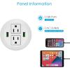 image3 inch Desk Power Grommet White USB Grommet with Green Port Desk Hole Round Grommet Outlets with 2 AC Outlets and 2 USB Ports 65FT Heavy Duty Power CordWhite