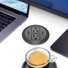 image3 inch Desk Power Grommet White USB Grommet with Green Port Desk Hole Round Grommet Outlets with 2 AC Outlets and 2 USB Ports 65FT Heavy Duty Power CordBlack