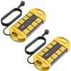 imageCCCEI 2 Outdoor Power Strips Weatherproof with 8 Plug Waterproof Extension Cord with Multiple Outlets Christmas Exterior Garden Yard Surge Protector 10FT YellowYellow