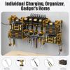 imageCCCEI Black Power Tool Organizer Wall Mount Large Tools and Battery Storage Rack Charging Station Individual Switches Drills Holder Garage Utility Shelves with 10FT Power Strip Gift for MenYellow