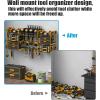 imageCCCEI Black Power Tool Organizer Wall Mount Large Tools and Battery Storage Rack Charging Station Individual Switches Drills Holder Garage Utility Shelves with 10FT Power Strip Gift for MenYellow