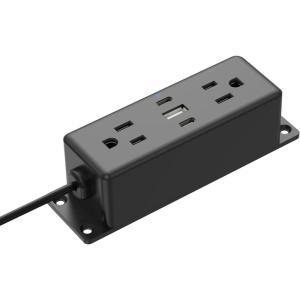 imageCCCEI Electrical Outlet Extender Stick with USB C Ports Mountable 19 in Extension Cord Flat Wall Plug Ultra Thin Power Strip Black16FT