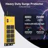imageCCCEI 2PCS Heavy Duty Power Strip Surge Protector 20 AMP 8 Outlets 12 Gauge Shop Garage Metal Multiple Outlets 15 FT Extension Cord 515P Adapter High Amp 620R TSlot 20a for Appliance GreyYellow