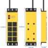 imageCCCEI 2PCS Heavy Duty Power Strip Surge Protector 20 AMP 8 Outlets 12 Gauge Shop Garage Metal Multiple Outlets 15 FT Extension Cord 515P Adapter High Amp 620R TSlot 20a for Appliance GreyYellow