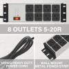 imageCCCEI 2PCS Heavy Duty Power Strip Surge Protector 20 AMP 8 Outlets 12 Gauge Shop Garage Metal Multiple Outlets 15 FT Extension Cord 515P Adapter High Amp 620R TSlot 20a for Appliance GreyGrey