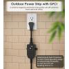 imageCCCEI GFCI Outdoor Power Strip Weatherproof with 8 AC Waterproof Extension Cord with Multiple Outlets Wall Mount Surge Protector Flat Plug Christmas Exterior Garden Yard 15FT GreenGreen