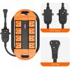imageCCCEI GFCI Outdoor Power Strip Weatherproof with 8 AC Waterproof Extension Cord with Multiple Outlets Wall Mount Surge Protector Flat Plug Christmas Exterior Garden Yard 15FT GreenOrange