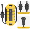 imageCCCEI GFCI Outdoor Power Strip Weatherproof with 8 AC Waterproof Extension Cord with Multiple Outlets Wall Mount Surge Protector Flat Plug Christmas Exterior Garden Yard 15FT GreenYellow