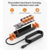 imageCCCEI Heavy Duty Surge Protector Power Strip 20 Amp Individual Switches 12FT 12 Gauge Extension Cord with Multiple Outlets Kitchen Garage Shop Industrial Wall Mount Electric Extender YellowCosmic Orange