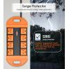 imageCCCEI Outdoor Power Strip Weatherproof with 8 Plug Waterproof Extension Cord with Multiple Outlets Christmas Exterior Garden Yard Surge Protector 25FT GreenOrange