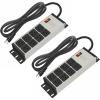 imageCCCEI 2PCS Heavy Duty Power Strip Surge Protector 20 AMP 8 Outlets 12 Gauge Shop Garage Metal Multiple Outlets 15 FT Extension Cord 515P Adapter High Amp 620R TSlot 20a for Appliance GreyGrey