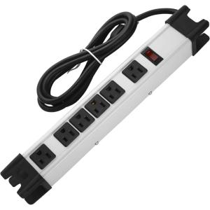 imageCCCEI Heavy Duty Power Strip Surge Protector  6 Outlet Industrial Strip with 15A 1200 Joules  ETL Listed Metal for Shop Workshop Garden 4FT GreyGrey