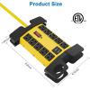 imageCCCEI Heavy Duty Power Strip with USB Ports Garage 10 Outlets Surge Protector 2700 Joules Industrial Workshop Metal 15Amp Multiple Outlets 5 FT Extension Cord and Wide Spaced GreyYellow