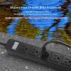imageOutdoor Power Strip Waterproof with 5 Outlets Garden Weatherproof Surge Protector Christmas Multiple Outlet Exterior Socket for Lighting Appliances 5FT Extension Cord Strip with Flat Plug Black5 Outlets