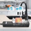 imageOutdoor Power Strip Waterproof with 5 Outlets Garden Weatherproof Surge Protector Christmas Multiple Outlet Exterior Socket for Lighting Appliances 5FT Extension Cord Strip with Flat Plug Black5 Outlets