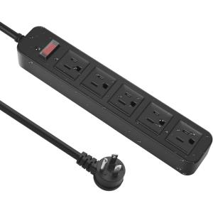 imageOutdoor Power Strip Waterproof with 5 Outlets Garden Weatherproof Surge Protector Christmas Multiple Outlet Exterior Socket for Lighting Appliances 5FT Extension Cord Strip with Flat Plug Black5 Outlets